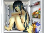  arms_crossed artist_request barefoot green_eyes long_hair naked pixiv refrigerator surprised translation_request 