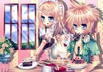  blonde_hair brother_and_sister cake duo family flower food highres kagamine_len kagamine_rin maid maid_outfit pocky short_hair siblings sonnyaws sweets twins vocaloid 