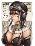  bad_id bad_pixiv_id blue_eyes brown_hair cable facepaint fur_trim goggles headset helmet lieqi_hun original solo 