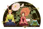  1girl animal_ears blonde_hair brown_hair bunny_ears chrysanthemum deer_ears flower japanese_clothes kimono king_kazuma reishi sayagata shinohara_natsuki sitting summer_wars 