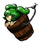  :3 bucket full_body green_hair highres in_bucket in_container japanese_clothes kimono kisume kitayuki_kajika short_hair solo touhou transparent_background twintails wooden_bucket |_| 
