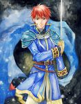  agahari cape circlet eliwood_(fire_emblem) fire_emblem fire_emblem:_rekka_no_ken male_focus rapier red_hair sword weapon 