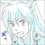  1boy animal_ears inuyasha inuyasha_(character) lowres male male_focus monochrome oekaki sketch solo spot_color white_background 