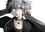  blue_eyes hakuseki headphones highres male_focus niconico silver_hair solo valshe 