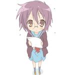  bad_id bad_pixiv_id bangs brown_eyes brown_hair cardigan clerk_nagato core_(mayomayo) glasses kita_high_school_uniform lucky_star nagato_yuki paper perspective school_uniform serafuku short_hair solo suzumiya_haruhi_no_shoushitsu suzumiya_haruhi_no_yuuutsu 