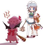  bad_id bad_pixiv_id bat_wings blonde_hair blue_eyes braid chibi club flandre_scarlet hat houroku izayoi_sakuya lowres maid multiple_girls purple_hair red_eyes remilia_scarlet short_hair silver_hair spiked_club thighhighs touhou twin_braids weapon wings 