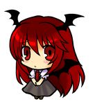  :o bat_wings chibi head_wings koakuma long_hair red_eyes red_hair simple_background socha solo touhou wings 
