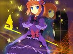  bad_id bad_pixiv_id blue_eyes bow bug butterfly dress dual_persona elbow_gloves eva_beatrice flower gloves hat insect konoka multiple_girls orange_hair ribbon rose school_uniform silk spider_web staff umineko_no_naku_koro_ni 