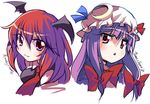  :&lt; :3 bow crescent hair_bow head_wings kitahara_tomoe_(kitahara_koubou) koakuma multiple_girls patchouli_knowledge purple_hair red_eyes red_hair touhou 