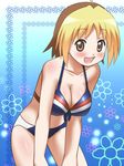  ahoge anzu_(hanamaru_youchien) awa bikini blonde_hair blush breasts brown_eyes brown_hair cleavage hanamaru_youchien large_breasts multicolored_hair older smile solo swimsuit 