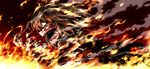  blood burning burnt_clothes commentary_request constricted_pupils fire gloves guro hetza_(hellshock) highres kazami_yuuka open_mouth red_eyes sharp_teeth short_hair solo teeth touhou vest 