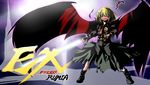  belt blonde_hair energy_sword ex-rumia fusion kamen_rider kamen_rider_black_rx kamen_rider_black_rx_(series) kazami_shirou_(kaizou-zumi) necktie parody pose pun red_eyes revolcane rumia solo sword torn_clothes touhou weapon wings 