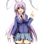  animal_ears bad_id bad_pixiv_id black_legwear blazer bunny_ears jacket long_hair nase necktie purple_hair red_eyes reisen_udongein_inaba solo thighhighs touhou very_long_hair 