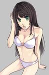  bad_id bad_pixiv_id bikini black_hair green_eyes highres hitsuji_(hanatoutau) long_hair original perspective solo swimsuit 