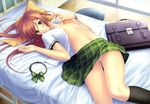  blush green_eyes kimi_ga_ita_kisetsu long_hair miyata_ao no_bra open_shirt panties ponytail seifuku underwear 