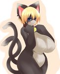  bell big_breasts blonde_hair breasts collar feline female hair hotaru-mia huge_breasts mammal multiple_tails nude solo standing tail 