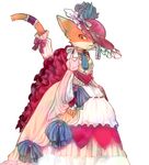  &#24974;&#30007; ?? ball_gown bow broach canine clothed clothing drawstring dress fancy_hat female fox frown hat jewelry looking_at_viewer mammal necktie pinup plain_background pose red_eyes ribbons ruffles sash solo standing white_background 