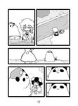  child comic greyscale hong_meiling_(panda) inaba_tewi izayoi_sakuya laundry_basket maid monochrome multiple_girls nose_bubble river seki_(red_shine) silent_comic stuffed_animal stuffed_bunny stuffed_toy touhou wash 