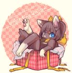  &hearts; &lt;3 black_hair blue_eyes blush box chocolate cub english_text feline female gift hair hindpaw looking_at_viewer lying mammal nero_cane on_back pawpads paws raised_leg short_hair solo text young 