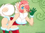  abstract_background anthro blue_eyes breasts candy_cane canine chest_tuft christmas cleavage clothed clothing dog female fox fur gloves hair holidays legwear mammal nim-nim pink_hair pinup pose solo star stockings suggestive tuft xmas 