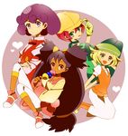  4girls bel_(pokemon) cabernet_(pokemon) hat iris_(pokemon) langley_(pokemon) multiple_girls pokemon purple_hair red_hair 