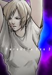  arms_up aya_brea blonde_hair brown_eyes female parasite_eve parasite_eve_ii perfect_command shirt short_hair solo white_shirt 