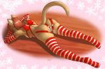  2018 anthro armwear butt clothing cougar digital_media_(artwork) feline female feoi hair hi_res legwear mammal plump_labia pussy pussy_floss pussy_juice ribbons short_hair signature skipsy solo striped_legwear stripes 