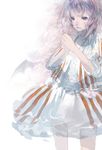  bad_id bad_pixiv_id bat_wings dress grey_hair long_hair narumi_arata original purple_eyes purple_hair recri simple_background solo standing striped transparent vertical_stripes wings 