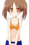  bare_shoulders bikini blush breasts brown_hair character_request cleavage female midriff mochizuki_tomomi navel orange_eyes shinryaku!_ikamusume smile solo swimsuit twintails 