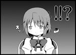  1girl bow comic downtown_no_gaki_no_tsukai_ya_arahende!! greyscale mahou_shoujo_madoka_magica miki_sayaka monochrome school_uniform short_hair sitting solo tsukumo 