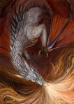 aogachou claws dragon fangs fantasy feral fire flying horn horns no_humans open_mouth reptile scales solo spikes wings 