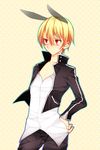  animal_ears bad_id bad_pixiv_id blonde_hair bunny_ears fate/stay_night fate_(series) gilgamesh haine_(howling) male_focus red_eyes solo 