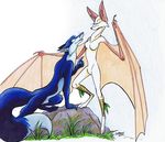  anthro bat blue blue_fur breasts canine duo eyes_closed female fox fur mammal nude realistic_wings roz_gibson sheath wings 
