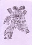  black_and_white gun hi_res machine male matthew25892 mechanical medabots metabee monochrome ranged_weapon robot sketch solo weapon 