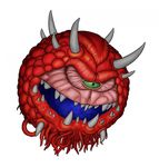  cacodemon demon doom horn longblueclaw not_furry one_eye red red_scales 