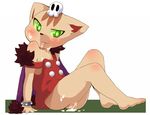  blush cat clothed clothing cum dark_side_cat dark_side_cat_(series) feline green_eyes half-dressed looking_at_viewer male mammal raijin simple_background sitting skull solo tongue tongue_out young 