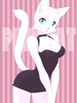  bagi bagi_the_monster_of_mighty_nature big_breasts blue_eyes breasts cat cleavage clothed clothing dress feline female looking_at_viewer mammal raised_tail seth_yagisaka solo tail 