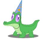  animated feral friendship_is_magic gif gummy_(mlp) male my_little_pony party_hat purple_eyes reptile scalie solo source_request unknown_artist 