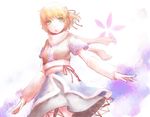  arm_warmers bad_id bad_pixiv_id black_skirt blonde_hair green_eyes hair_ribbon kokotetsu lace lace-trimmed_skirt miniskirt mizuhashi_parsee open_mouth pointy_ears ribbon sash scarf shirt short_hair skirt solo touhou 