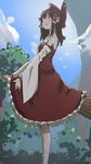  broom broom_riding frilled_skirt frills hakurei_reimu highres medium_skirt pisoshi red_skirt skirt skirt_set solo touhou 