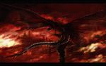 cloud clouds dragon feral fire forked_tongue hi_res horn sakaya sitting solo spikes tail tongue tower warm_colors wings yellow_eyes 
