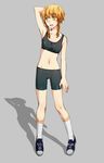  alternate_hair_color amane_suzuha bike_shorts braid mironomeo shoes sneakers socks solo sports_bra steins;gate twin_braids 