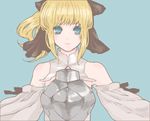  ahoge armor artoria_pendragon_(all) bad_id bad_pixiv_id bare_shoulders blonde_hair bow detached_sleeves face fate/stay_night fate/unlimited_codes fate_(series) hair_bow npn pale_color ponytail saber saber_lily simple_background solo 