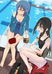  akemi_homura bad_id bad_pixiv_id banned_artist bare_legs barefoot black_hair blue_hair blurry breasts caloriemate cleavage closed_eyes competition_swimsuit depth_of_field drain_(object) drooling dutch_angle hairband hood hoodie jacket jacket_over_swimsuit kawaguchi_yukihiro long_hair lunch mahou_shoujo_madoka_magica medium_breasts miki_sayaka multiple_girls obentou one-piece_swimsuit pool poolside purple_eyes school_swimsuit short_hair sitting starting_block swimsuit swimsuit_under_clothes 