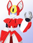  female grey_eyes machine mechanical medabots peppercat red red_body robot solo wave waving white 
