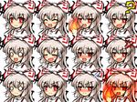  ? ^_^ anger_vein bad_id bad_pixiv_id banned_artist blush bow closed_eyes expressions fire flame fujiwara_no_mokou glowing hair_bow heavy_breathing kisaragi_zwei long_hair o_o open_mouth red_eyes smile sweatdrop tears touhou white_hair 