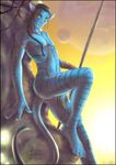  alien avatar avatar_(movie) blue_cat blue_monkey jake_sully na'vi planet polearm spear tail weapon 