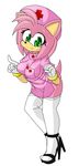  anthro breasts clothed clothing darksonic250 dress female hedgehog high_heels looking_at_viewer mammal nurse pretty_in_pink sega short_dress smile solo sonic_(series) standing video_games zettai_ryouiki 
