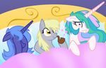  alicorn bed_mane blanket blue_hair bubble derpy_hooves_(mlp) equestria-prevails equine female feral friendship_is_magic group hair hasbro horn horse long_hair mammal my_little_pony pegacorn pegasus pipe pony princess_celestia_(mlp) princess_luna_(mlp) shame short_hair unicorn wings yellow_eyes 