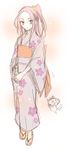  chiyo_(rotsurechiriha) hummy_(suite_precure) japanese_clothes kimono kurokawa_eren long_hair obi one_side_up precure purple_hair sandals sash seiren_(suite_precure) suite_precure traditional_media white_background yukata zouri 